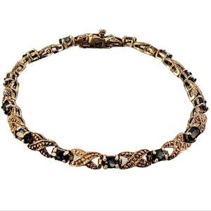 Sterling Silver Faceted Cornflower Blue  Topaz Tennis Bracelet